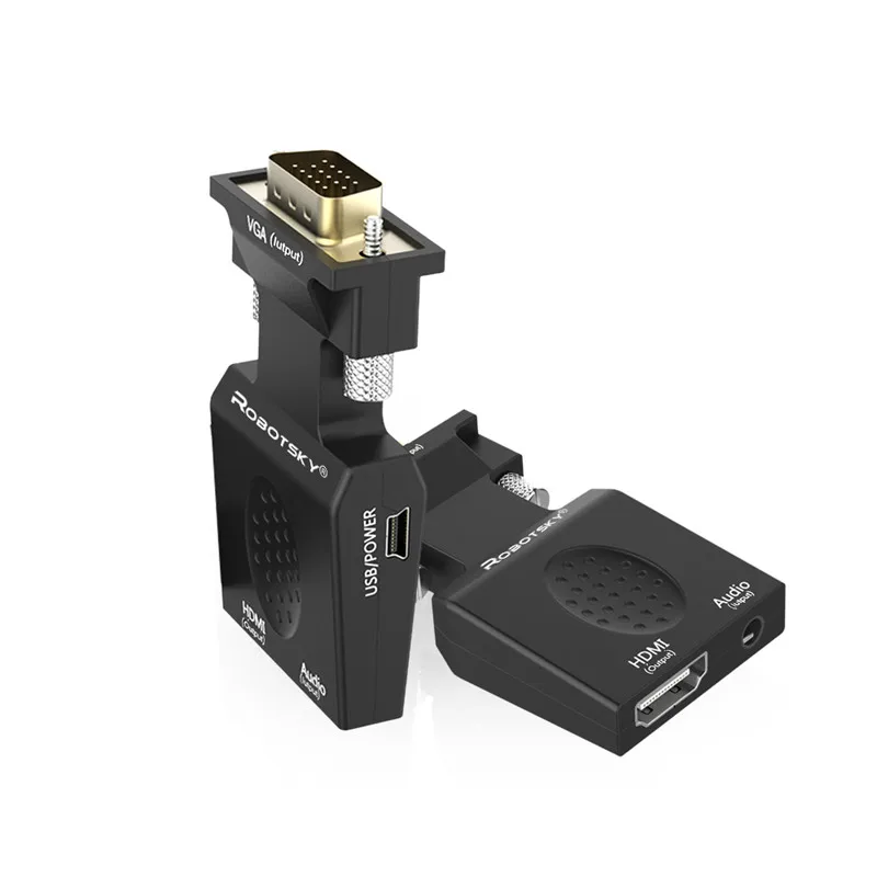 Robotsky VGA к HDMI адаптер папа к женскому 1080P AV видео конвертер кабель для ноутбука DVD ТВ проектор