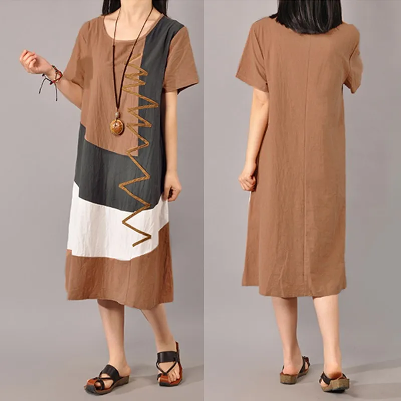 Женское свободное платье в стиле ретро ZANZEA Повседневное Кафтан до середины икры