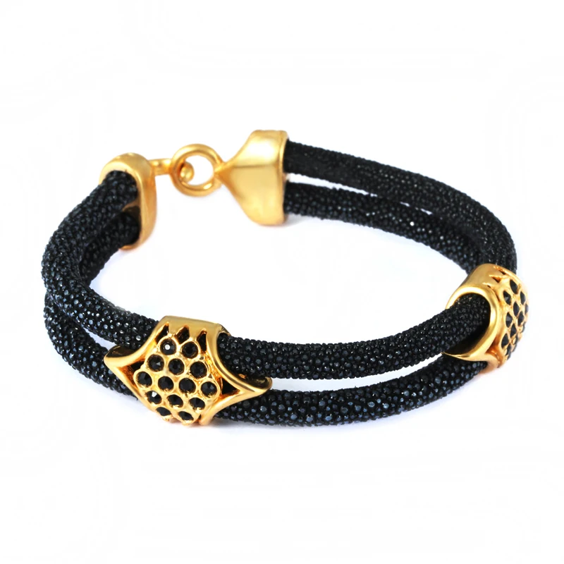 

Classical design 2 layers buckle stingray bracelets,men's stingray skin bracelets BC Free Shipping