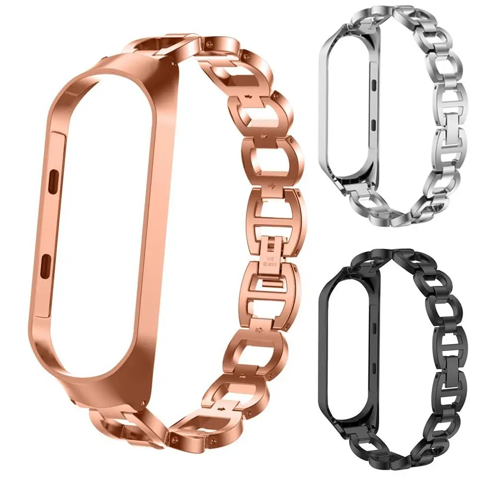 Роскошный Металлический наручный ремешок из нержавеющей стали для Xiaomi Mi Band 3