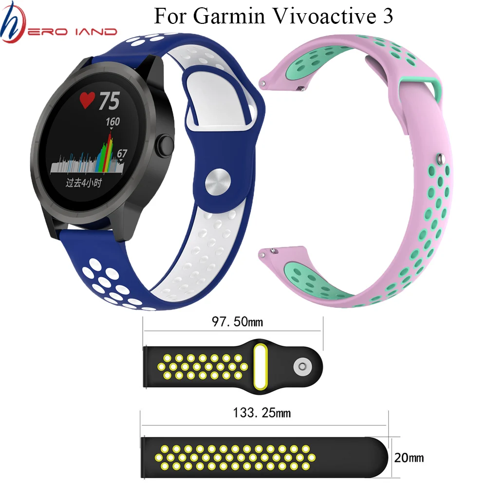 Новый 20 мм сменный силиконовый ремешок для наручных часов Garmin vivoactive3 vivomove HR
