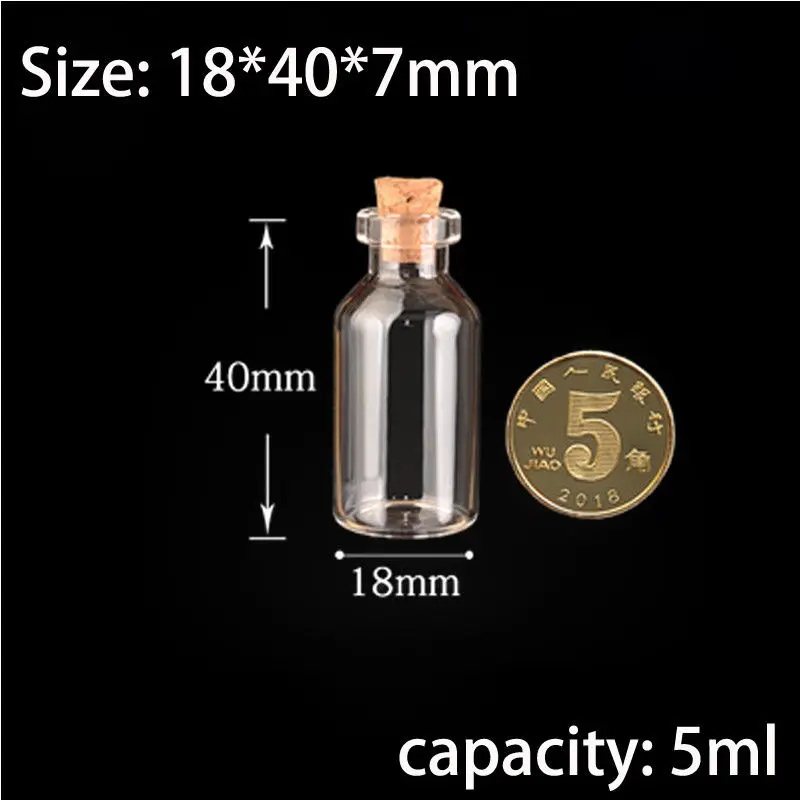 5ml 10 шт. 0,5 мл/1 мл/2 мл/5 мл Бутылочка стеклянные банки Декор DIY прозрачные контейнеры мини массажные Флаконы украшения пробковая пробка каменные горшки - Цвет: 5ml