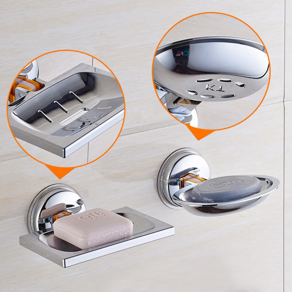 Bathroom shower soap box tableware home strong suction cup kitchen sink dish wall mount storage tray *D |
