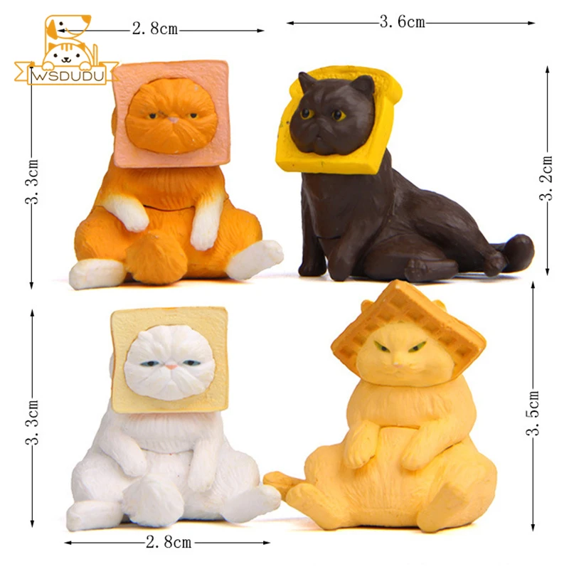 Kawaii тостов квадратный котенок фигурки Мультяшные коты экшн модели игрушки милая