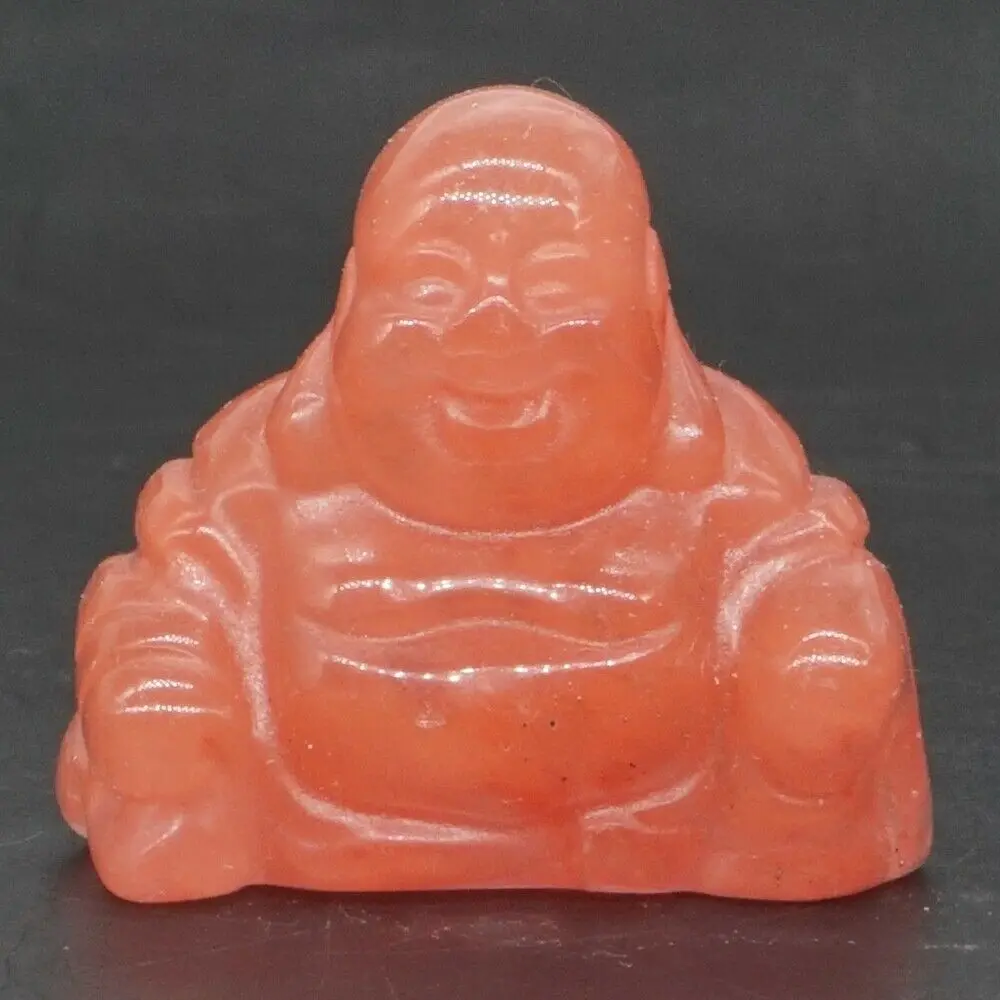 Статуэтка Будды Maitreya 1 дюйма вишневый кварцевый кристалл резная чакра исцеляющая