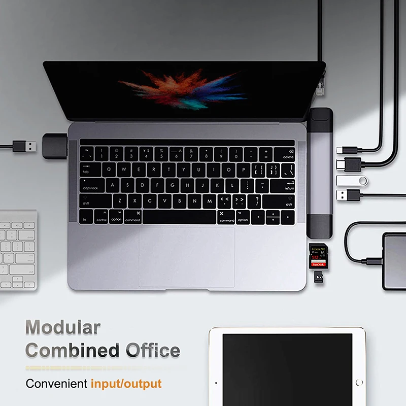 Cabletime Dual Type C HUB USB 4K HDMI Lan Thunderbolt 3 SD USB3.0 + зарядное устройство PD 9 в 1 адаптер для MacBook Pro