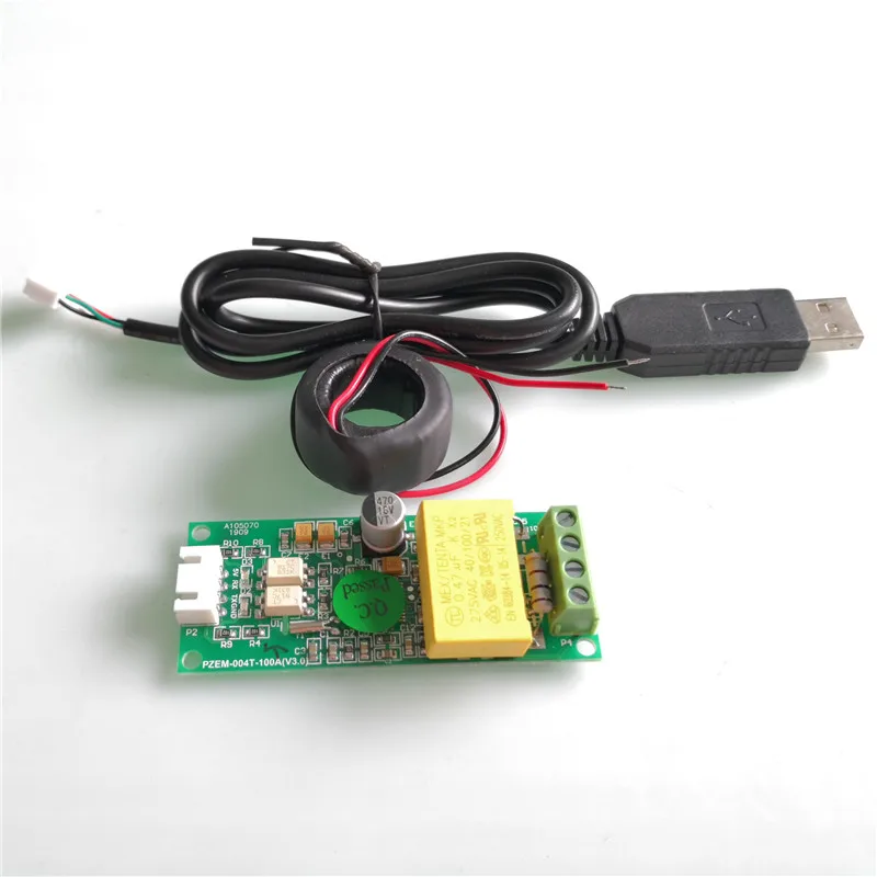 PZEM-004T 3,0 Версия однофазный измеритель энергии ttl Modbus AC 220V 100A напряжение тока ватт кВтч амперметр с CT USB кабель