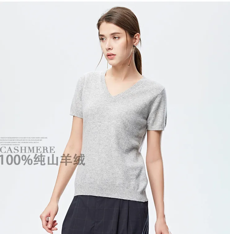 2022 New Summer sweater Spring Autumn women girl ladies 100% cashmere short sleeve Pullover free shipping JN706 | Женская одежда