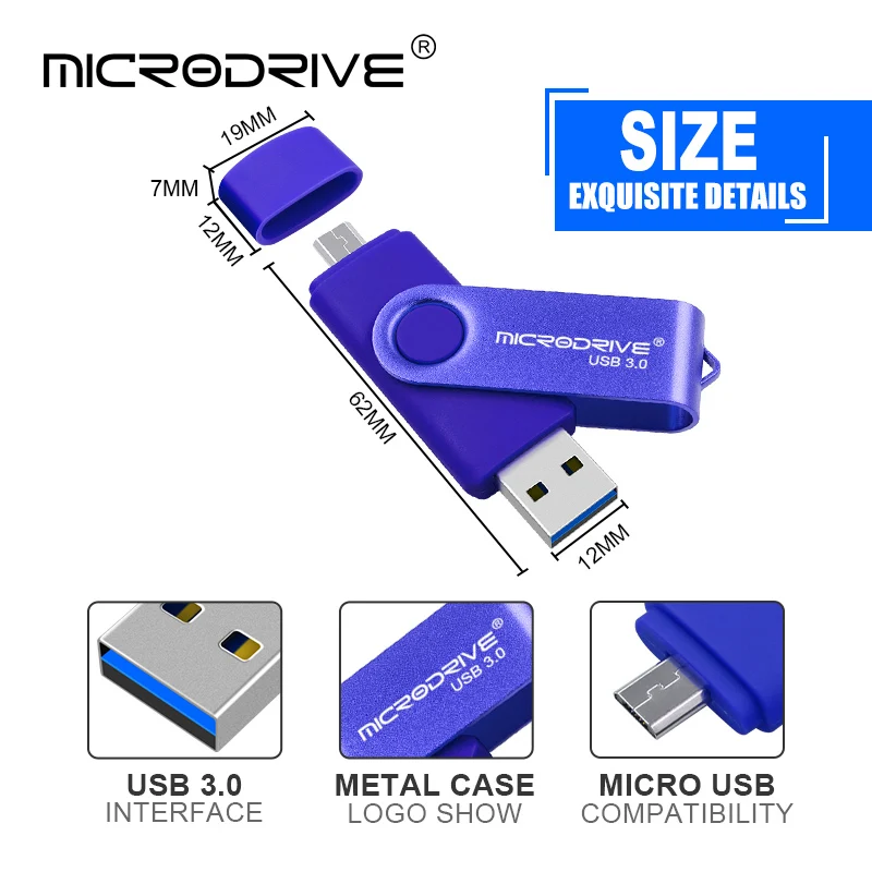 Смартфон USB флэш накопитель металлический флеш 64 Гб Флешка 32 3 0 OTG внешний micro usb