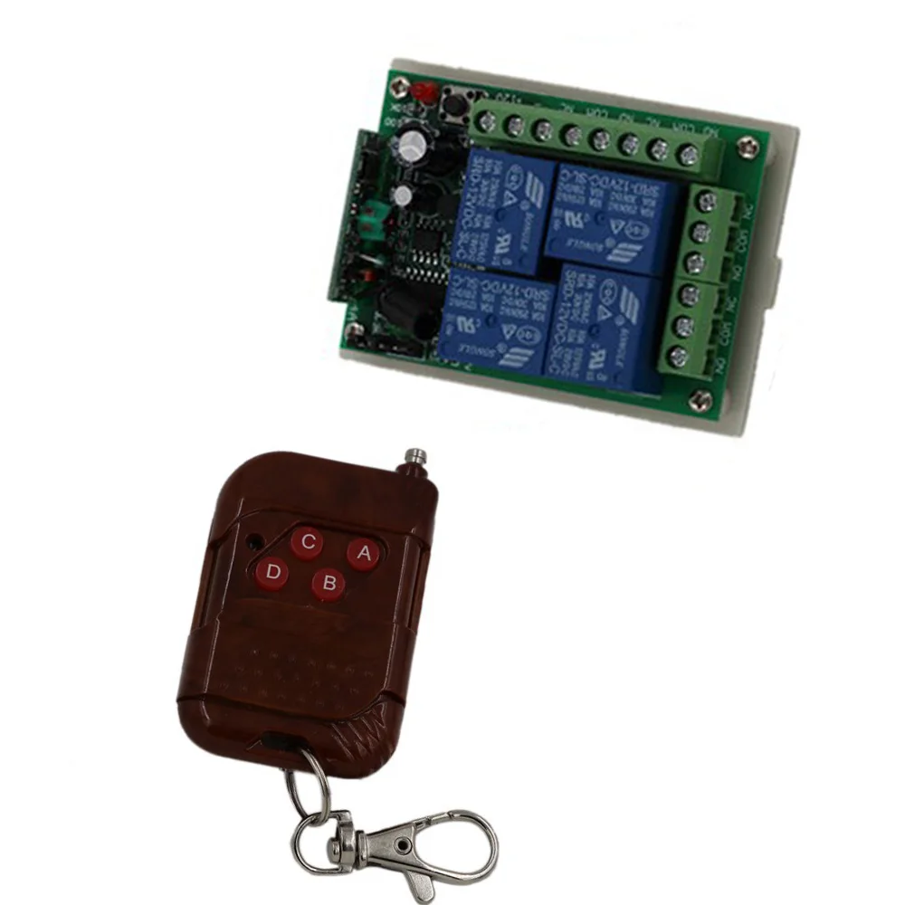 DC 12V 24V 4CH 4 канала Беспроводной дистанционного Управление переключатель, 315 433 МГц передатчик и приемник реле гаражные ворота, рулонные ворота - Цвет: 1TX 1RX