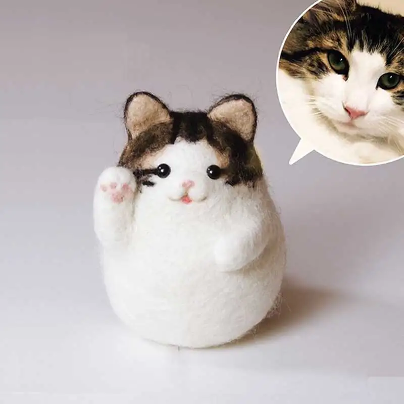 Необработанный войлочный набор удачи кот шерсть игла Войлок игрушка кукла