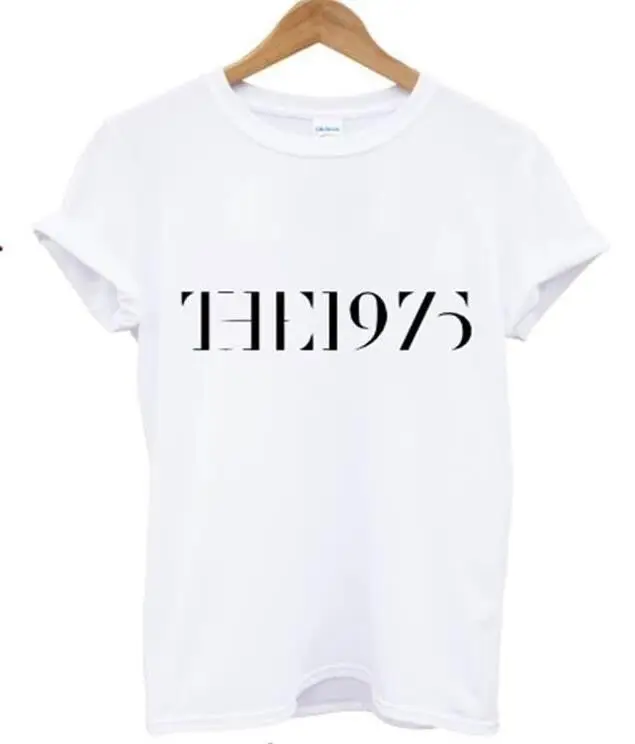 

2018 Fashion Summer Women T-shirt O-Neck Short Sleeve Casual Cotton Tops Tees Print THE1975 Couples Clothing Black White