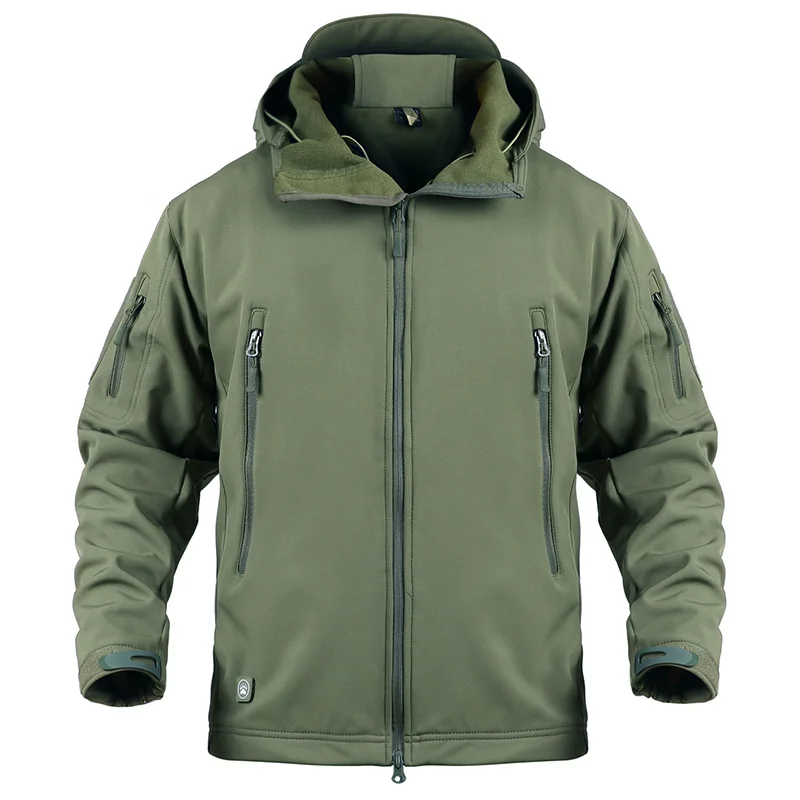 Army Green Refire gear Водонепроницаемая армейская тактическая куртка мужская камуфляжная военная куртка флисовая ветровка зимнее пальто с капюшоном одежда для охоты - Цвет: Army Green