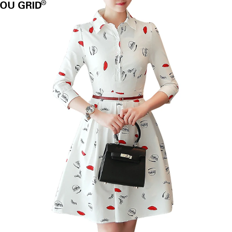 Женское офисное платье с рукавом три четверти цветочным принтом|dress women elegant|office