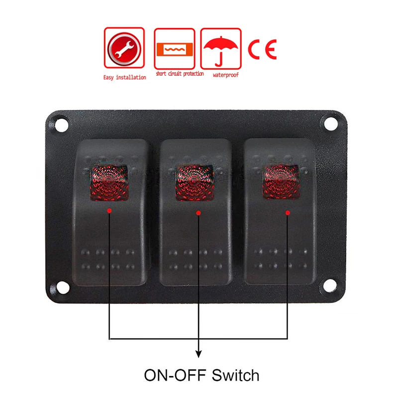 3 6 банд двойной светодиодный светильник морской лодки RV кулисный переключатель панель 12 в 24 В Универсальная автомобильная панель управления для лодки Зажигалка Розетка