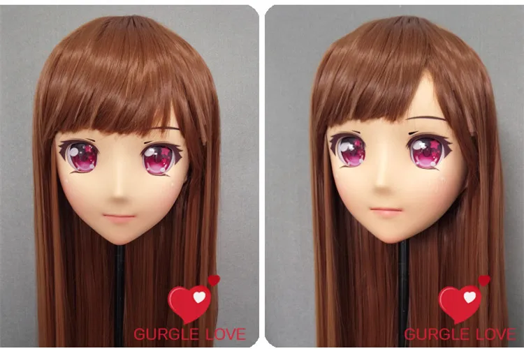 

(DM137) Female Sweet Girl Resin Half Head Kigurumi Mask With BJD Eyes Cosplay Japanese Anime Role Lolita Mask Crossdress Doll