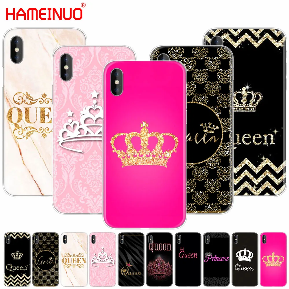 HAMEINUO король и королева Корона чехол для мобильного телефона iphone X 8 7 6 4 4s 5 5s SE 5c 6s