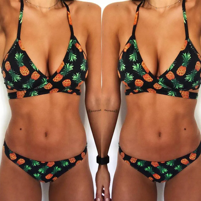 Женский бюстгальтер с эффектом пуш ап и ананасом сексуальный бандажный комплект