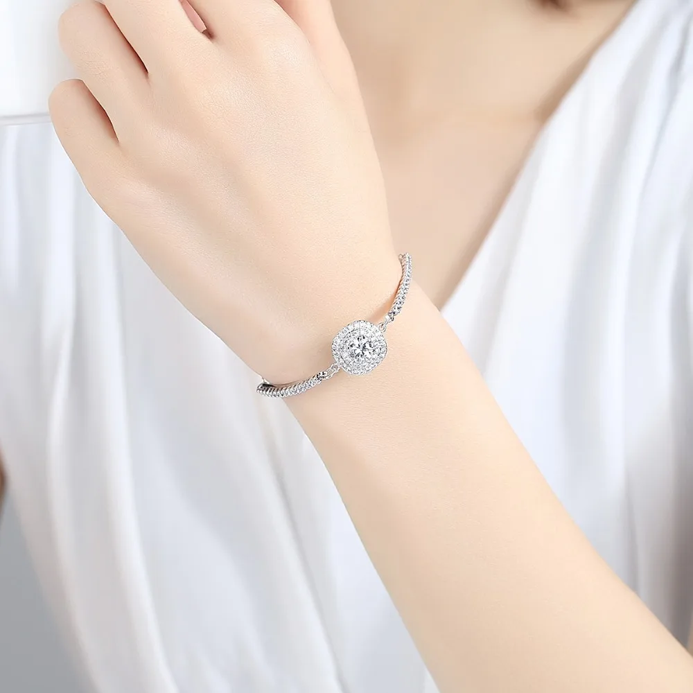 Luoteemi Brand Link Bracelet Сердца и стрелы хрусталя циркон браслет для женщин высокое