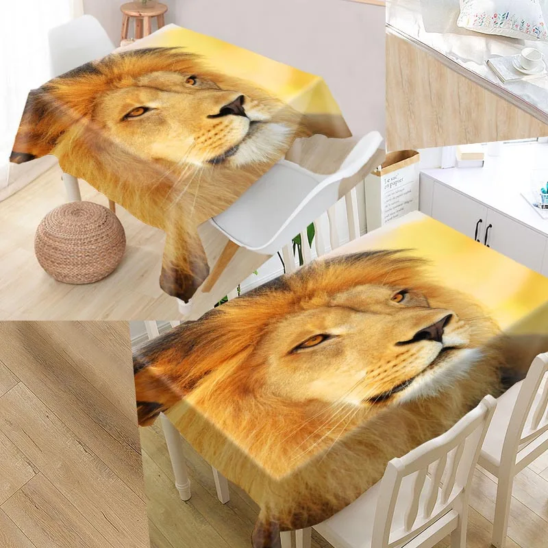 

New Arrival Custom lion Table Cloth Waterproof Oxford Fabric Rectangular Tablecloth Home Party Tablecloth