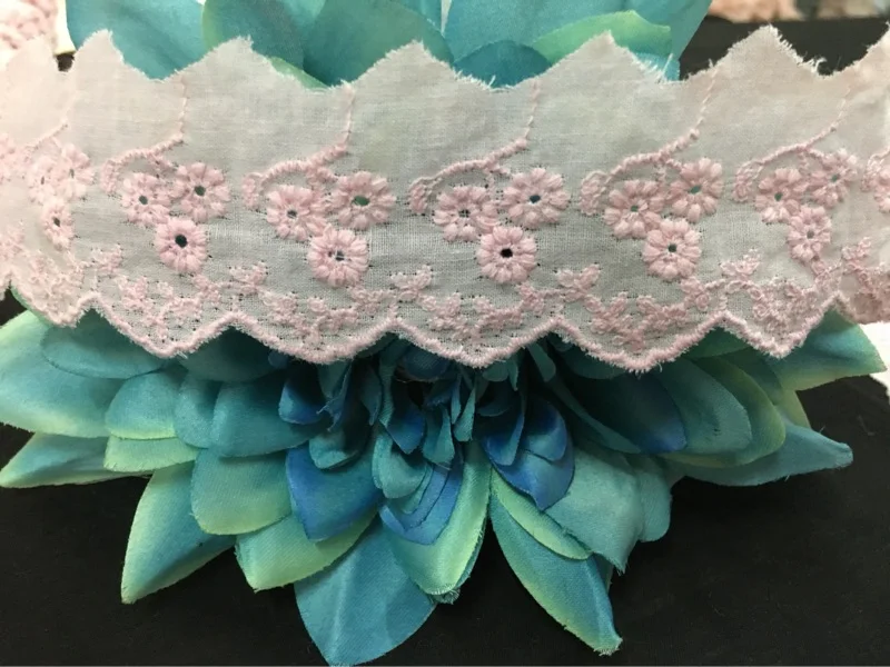 DIY ручной лоскутный светильник из хлопчатобумажной ткани, кружевная ткань с розовой цветочной вышивкой 5 см