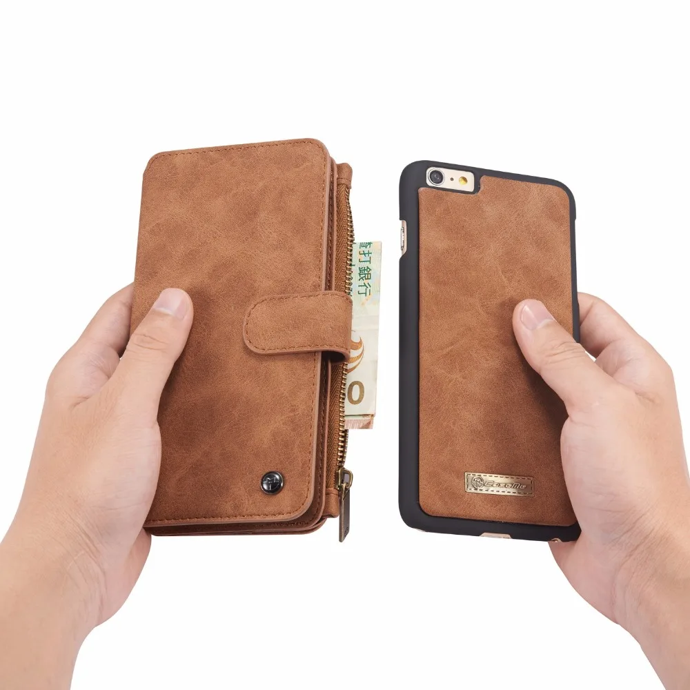 Для iPhone 6 Plus/6s Plus амортизирующий чехол для телефона из натуральной кожи 2 в 1 с