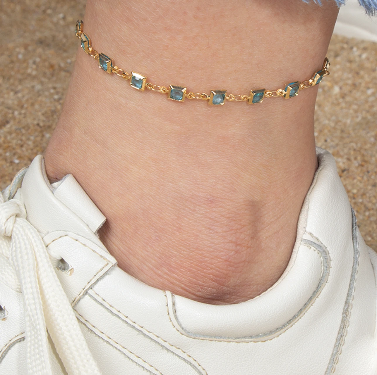 HuaTang fashion Black Rhinestone Anklet for Women Girl Beach Gold Chains Crystal Anklets Bracelet Foot Chains Jewelry 4333