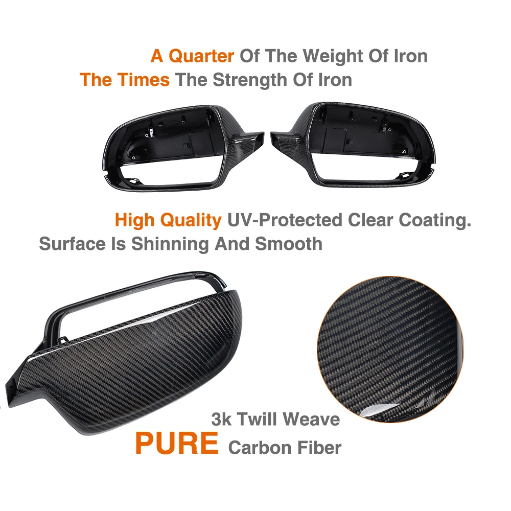 Сменные крышки для зеркала заднего вида из углеродного волокна Audi A4 B9 2013 2015 без