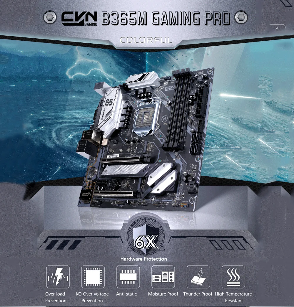 Красочный CVN B365M GAMING PRO V20 mATX Материнская плата Intel LGA1151 B365 двухканальный DDR4 M.2 SATA3.0 USB3.1 HDMI DVI