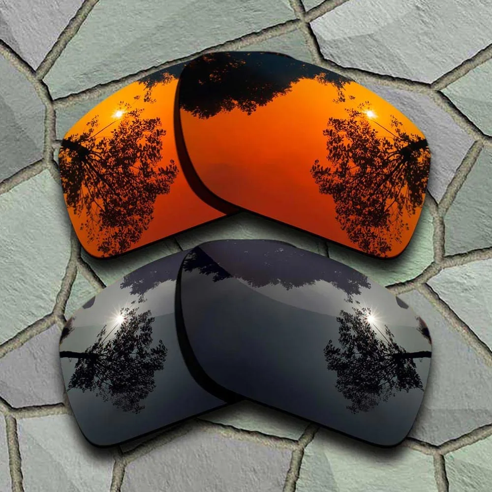 Grey Black&Red Orange Sunglasses Polarized Replacement Lenses for Oakley Big Taco