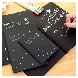 Блокнот Kawaii с черной бумагой для рисования, блокнот для рисования скетчей и граффити, подарки для школы и офиса