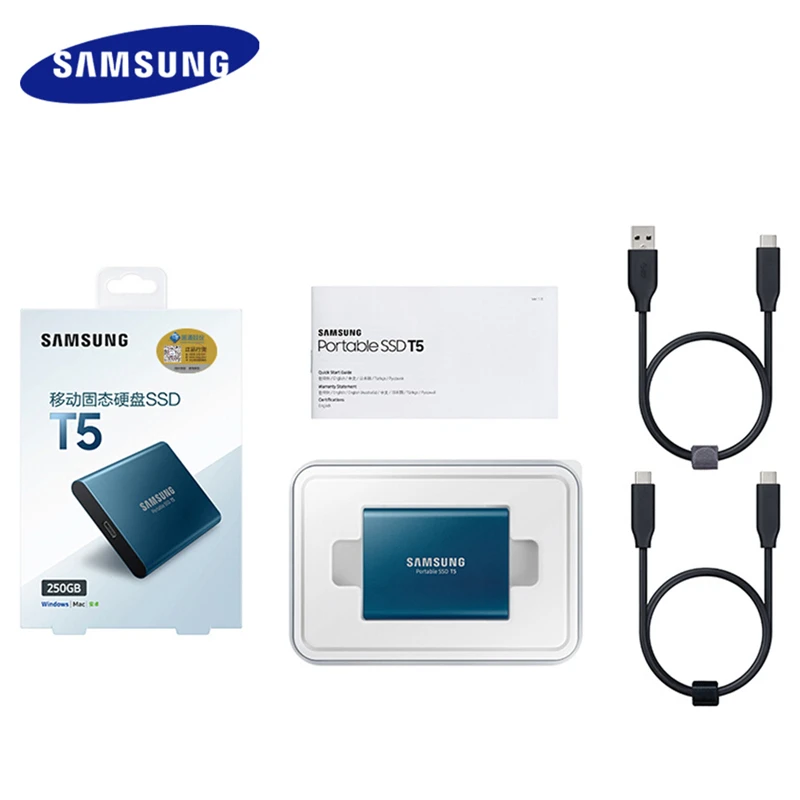 Портативный SSD Samsung T5 250 ГБ 500 Гб ТБ 2 внешний твердотельный жесткий диск HD 5 &quotUSB 3 1