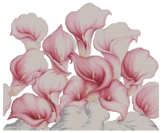 

High Quality Lovely Counted Cross Stitch Kit Pink Calla Lilies Lily Flower Bouquet