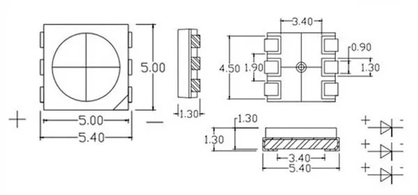 100 шт. 5050 Белый Красный Зеленый Желтый RGB Фиолетовый УФ 410 ~ 415nm светодиодный SMD SMT