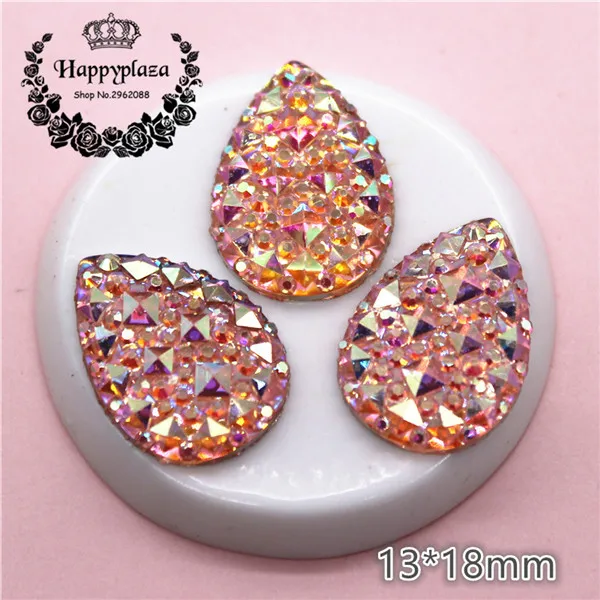50pcs pink AB 12 мм/14 мм/13*18 мм круглые/каплевидные Bling AB разноцветные, полимерные Стразы Flatback Камень Кабошон DIY Свадебные украшения ремесла - Цвет: 50pcs pink AB