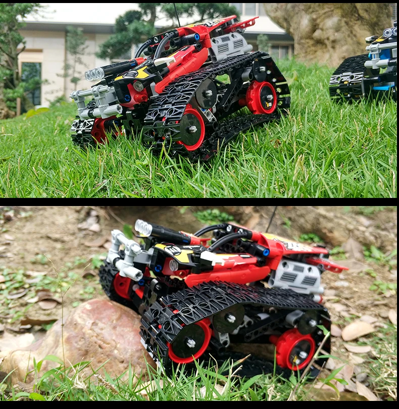 Формы King technic 13036 Rc строительные блоки stunt gp кирпичи rc автомобиль приложение управление Интеллектуальный гусеничный автомобиль трек гоночный автомобиль