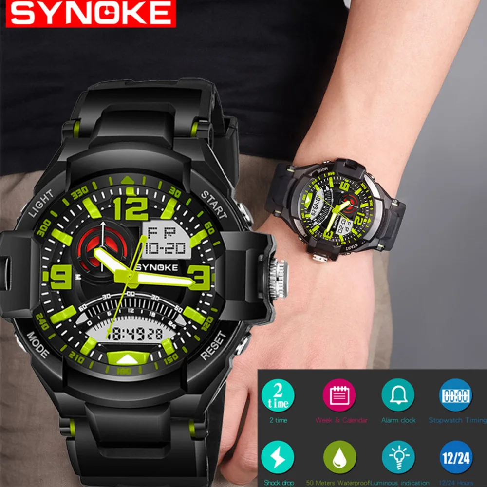 SYNOKE double display watch men outdoor sports watch Reloj de deportes al aire libre Mesa de esportes ao ar livre men clock G50
SYNOKE double display watch men outdoor sports watch Reloj de deportes al aire libre Mesa de esportes ao ar livre men clock G50