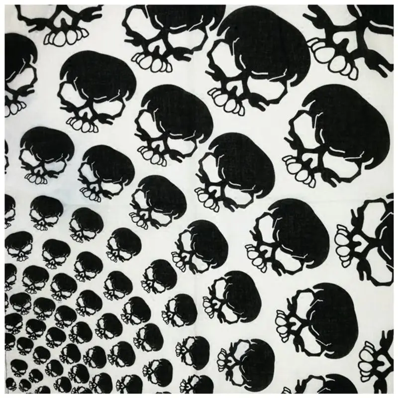 

55x55cm Men Women Gradient Skull Print Square Bandanas Pirate Motorcycle Biker Handkerchief Head Wrap Sports Hip-Hop Headscarf