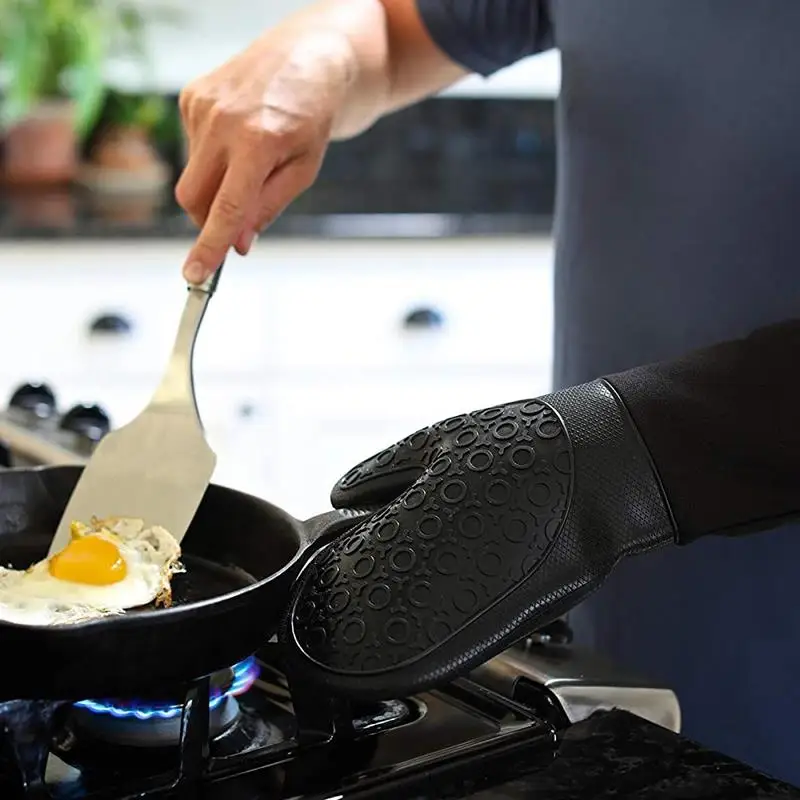 Горячее предложение-силиконовые рукавицы для духовки со стеганой хлопковой