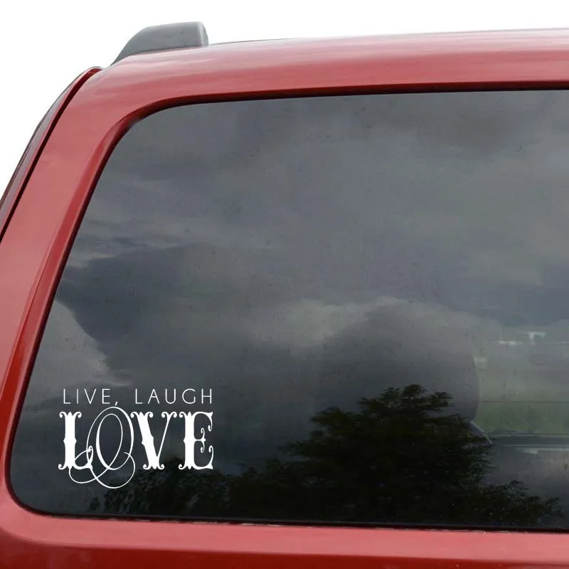 QYPF 15.5CM*9.9CM LIVE LAUGH LOVE Font Combinational Fashion Vinyl Car Window Sticker Black Silver Decal C15-1967 | Автомобили и
