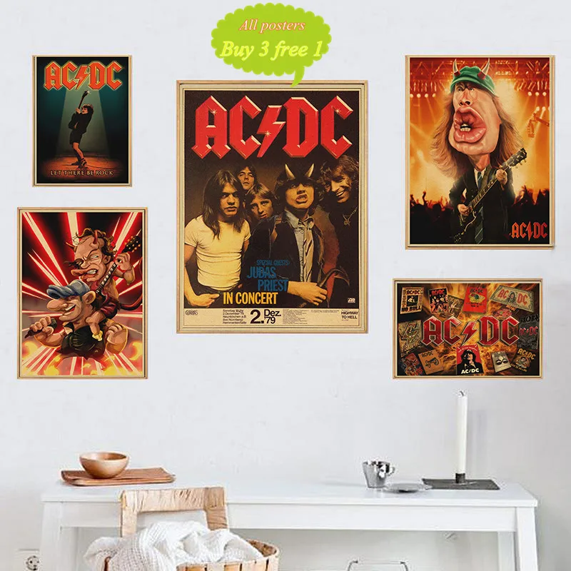 Рок-Группа ACDC Malcolm Angus крафт-бумага винтажный настенный плакат стикер