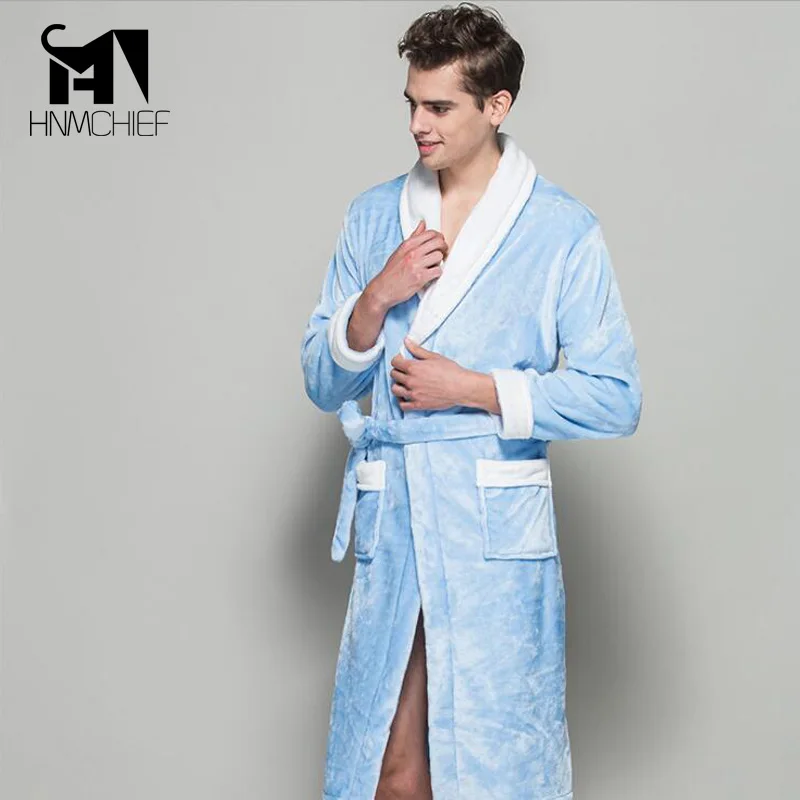 халат мужской 2017 пижама Темно-Коралловый Пеньюар Homme Мужская Твердые Длинным