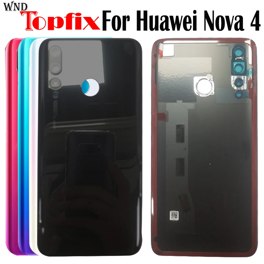 

For Huawei Nova 4 Battery Cover Rear Glass Door Back Housing Case VCE-TL00 VCE-AL00 Battery Cover With Camera Lens Replacement