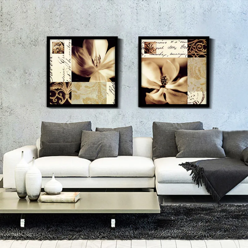 Винтажный стиль цветок холст картина Старый почтовый штамп печать на холсте