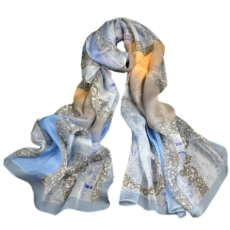 Шарф из 100% натурального шелка для женщин большие длинные шарфы женская