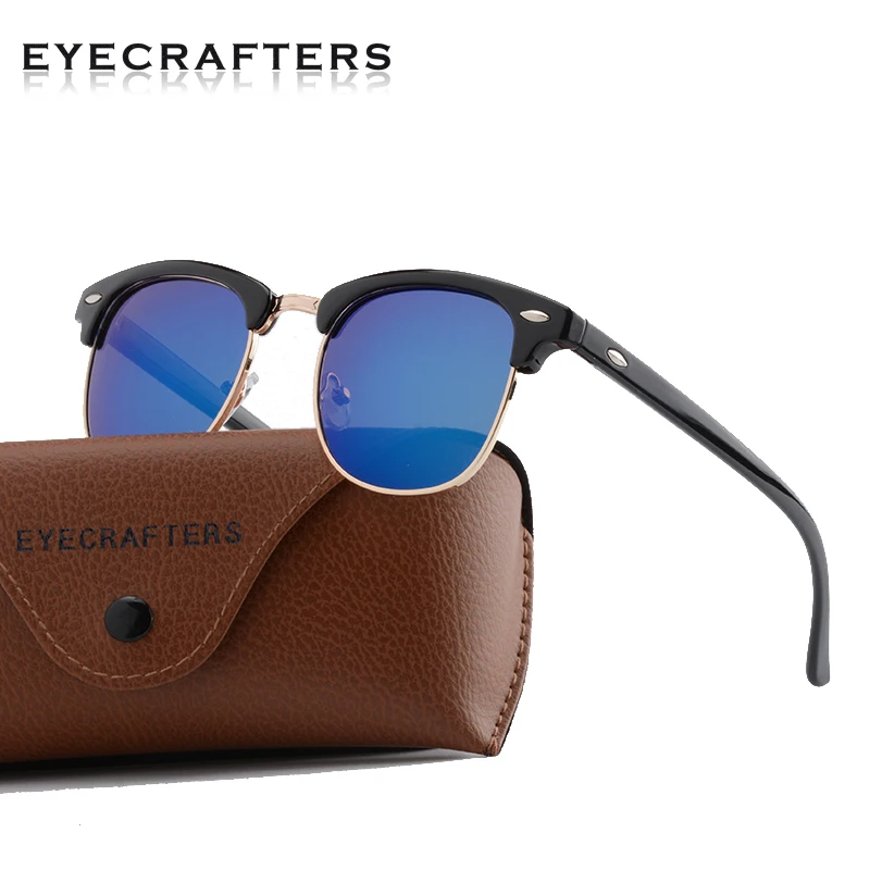 

Polarized Retro Eyewear 3016 Brown Designer Inspired Classic Half Frame Horned Semi-Rimless Mens Womens Fashion Sunglasses