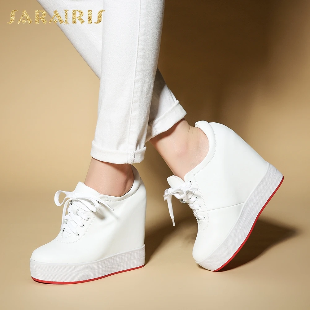 SARAIRIS/; женская обувь на шнуровке из коровьей кожи; женские туфли на платформе, увеличивающие рост; женские туфли из вулканизированной кожи; большие размеры 31-40