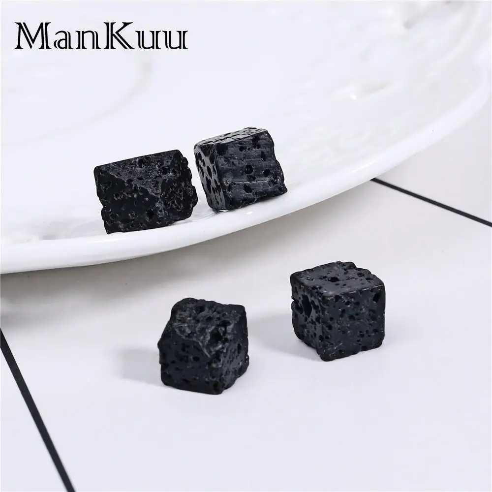 ManKuu 8 мм кубические квадратные черные лавовые бусины натуральные вулканические