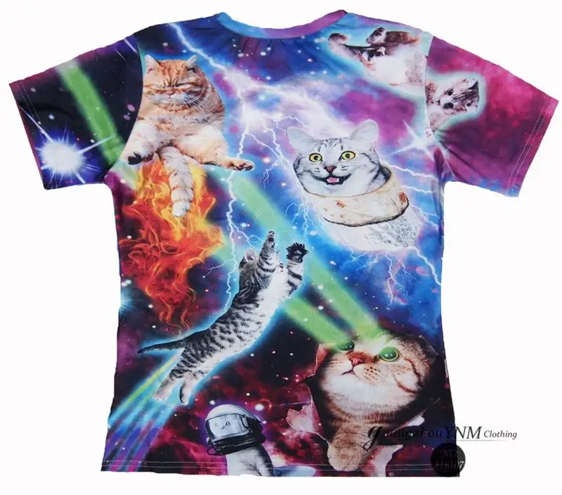 Футболка Лазерная с котами и 3D принтом топ астронавта кошки играющей молнией