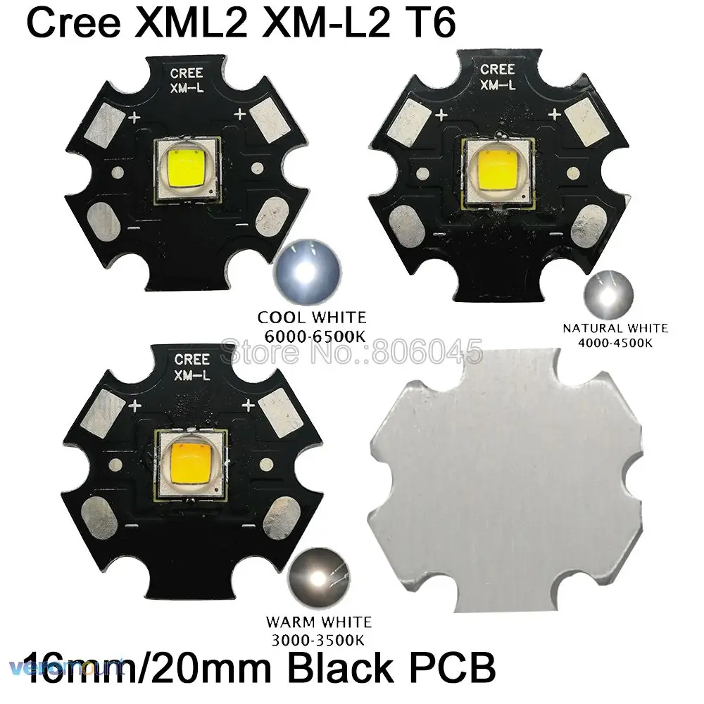 CREE XML2 XM L2 T6 холодный белый 6500K нейтральный 5000K теплый 3000K высокомощный